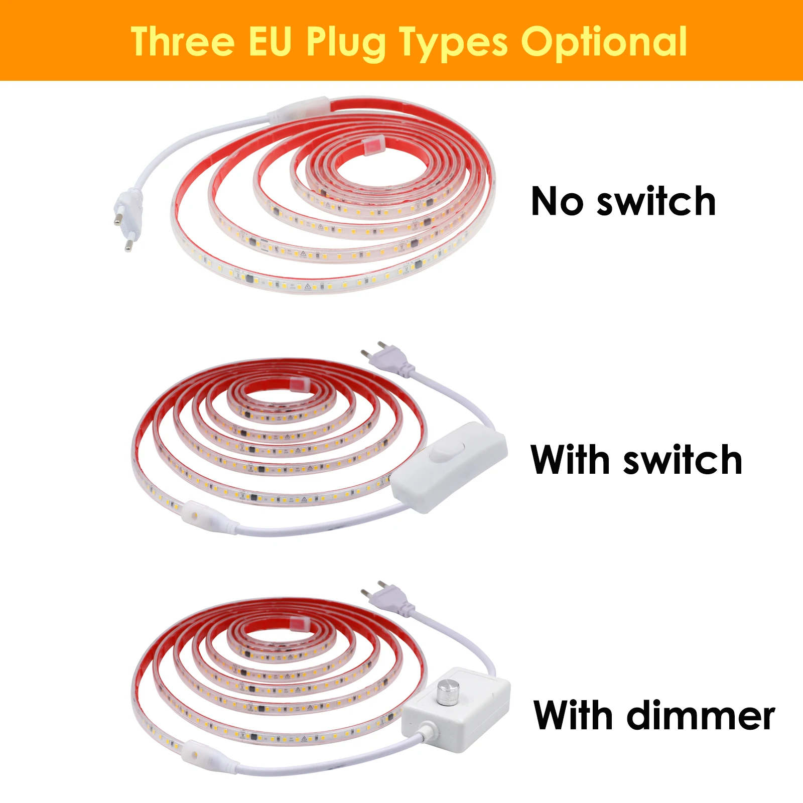 Dimmable 220V LED Strip Light 2835 Waterproof for Room High Brightness 120LEDs/m LED  Ribbon Adhesive Flexible Tape for Garden