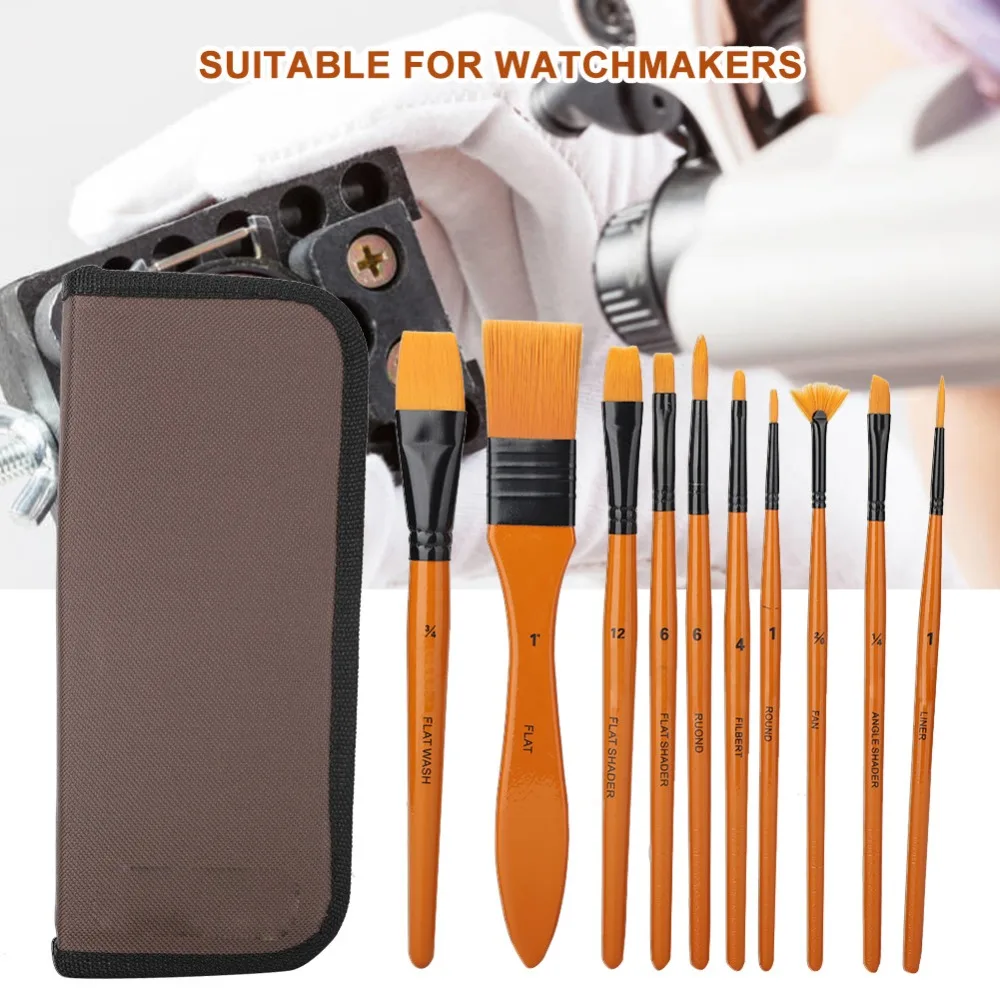 10pcs Red/Orange Watch Cleaning Brush Ergonomic Handle Wooden Handle Dust Removal Brush Watch Repairing Tool Repair Workers