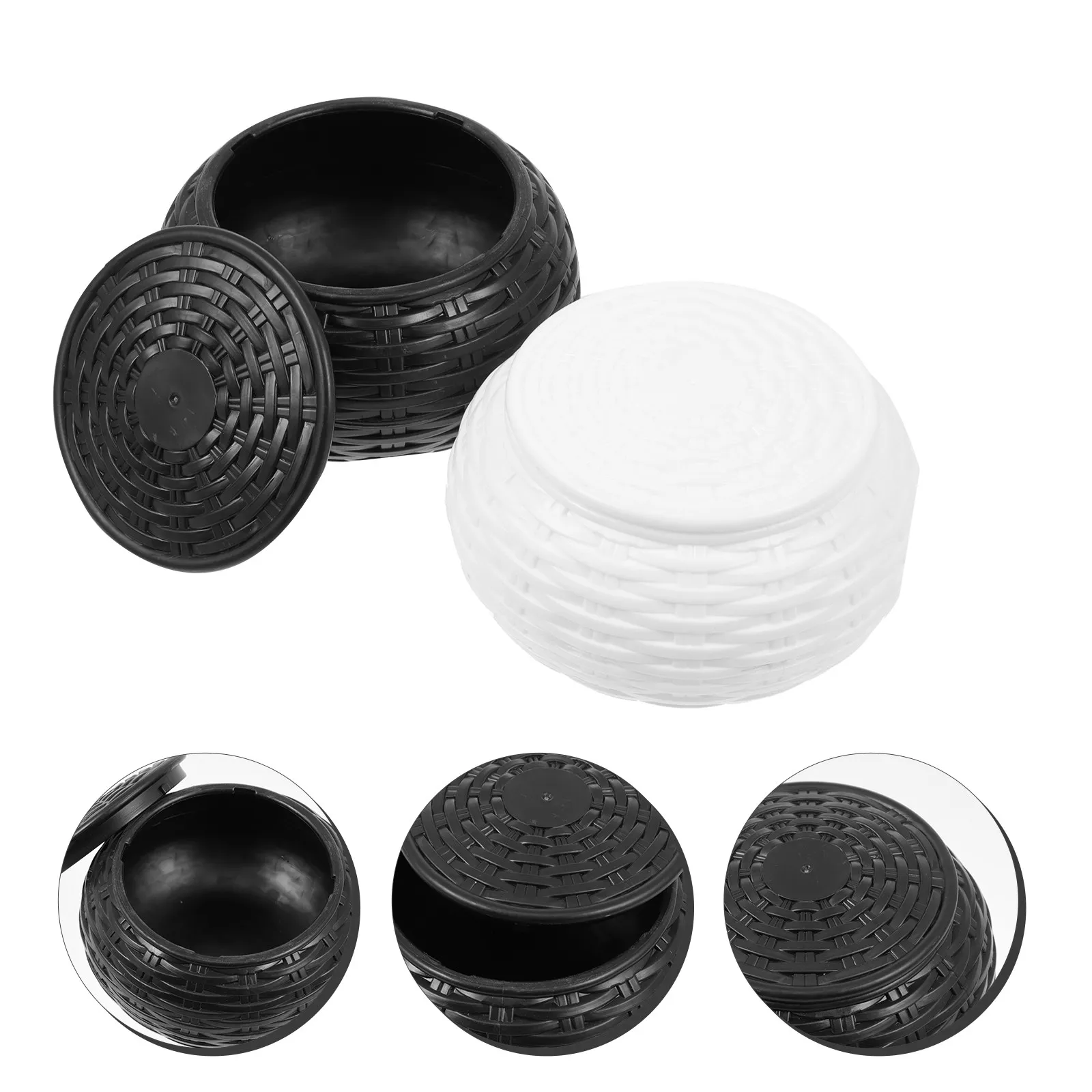 

1Pair Plastic Go Chess Containers Chess Pieces Holders Circular Storage Cans Cover Clean Keep Design for Beginners