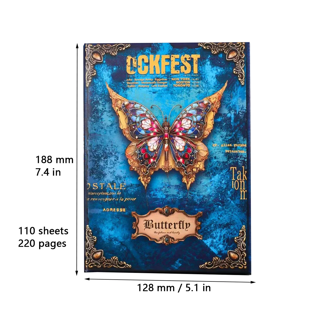 Notatnik Gotycki Motyl Retro Europejski Notes 110 Kartek Pełny Kolor Strona Piękna Ilustracja Dziennik — zdjęcie produktu 6