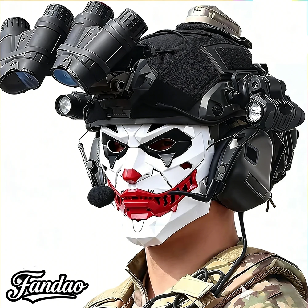 مجموعة خوذة Gotham Nightmare التكتيكية مع قناع المهرج من الراتنج Cyberpunk والرؤية الليلية لألعاب كرات الطلاء للعمليات الخاصة