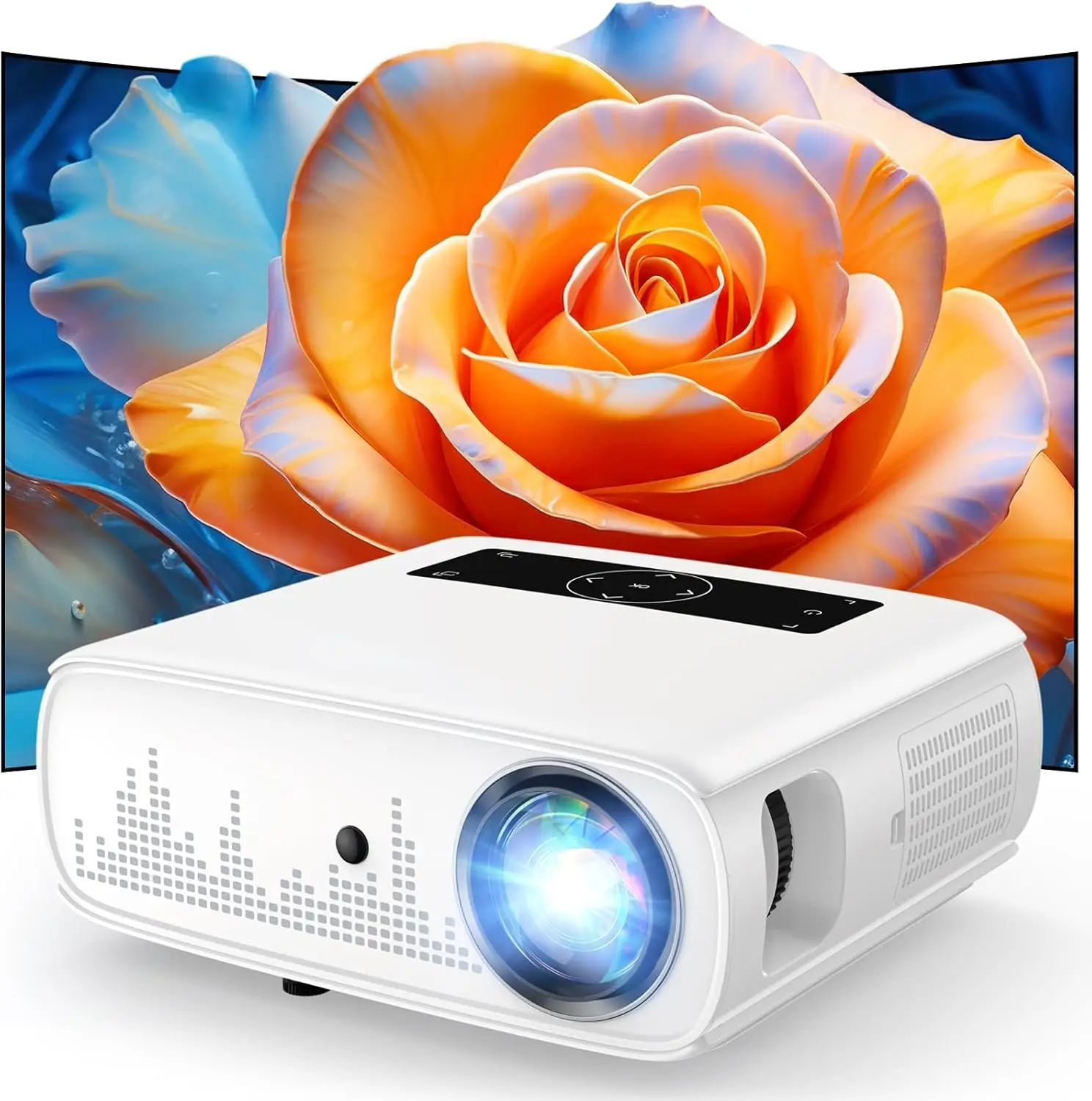 

15000lux 490ANSI Native 1080P WiFi Bluetooth Projector, Supports 4K & Zoom, Compatible with HDMI USB Smartphone Laptop PS5