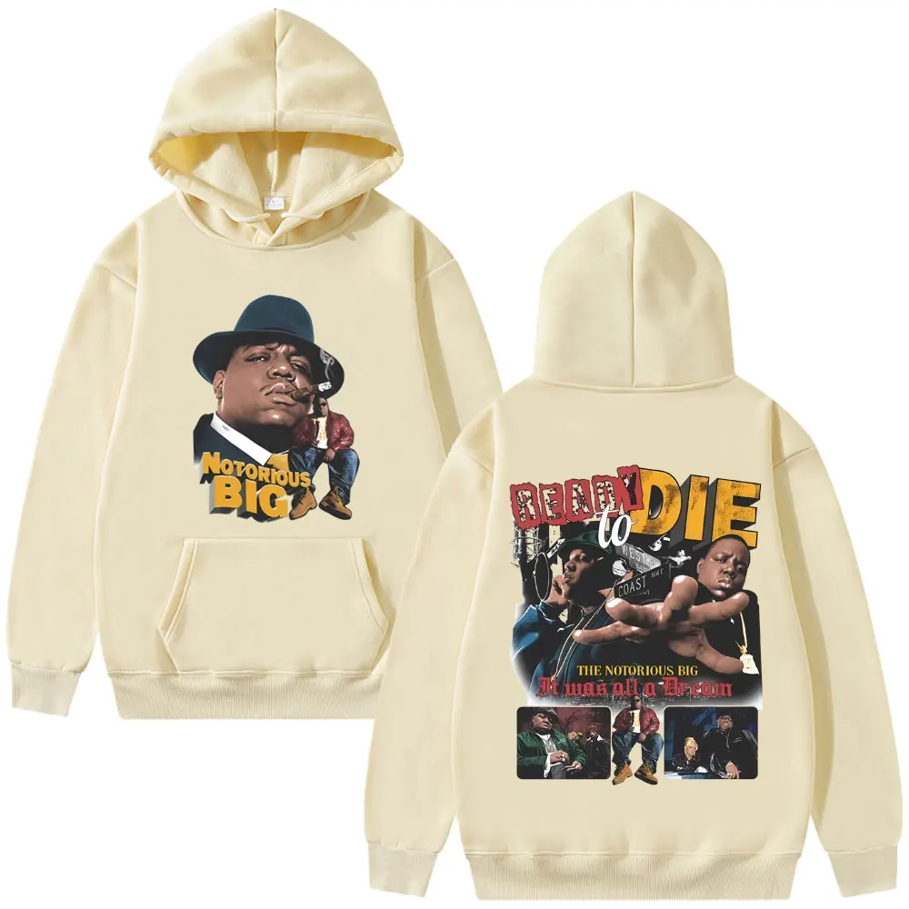 Rapper o notório grande pronto para morrer álbum hoodie biggie smalls streetwear masculino feminino hip hop vintage pulôver de grandes dimensões hoodies
