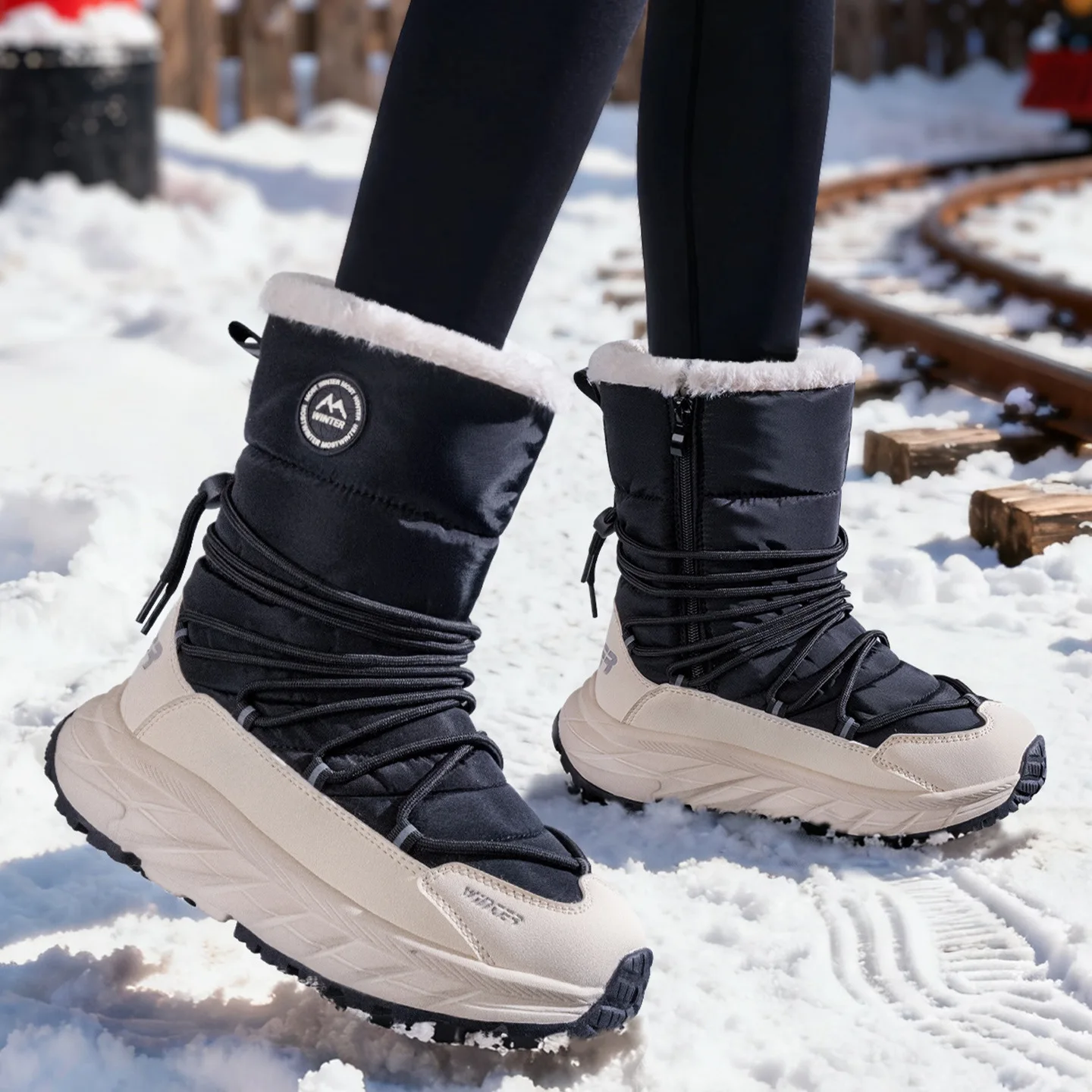 

Women Snow Boots Platform Winter Boots Thick Plush Waterproof Non-slip Boots Fashion Women Winter Shoes Warm Fur Botas mujer