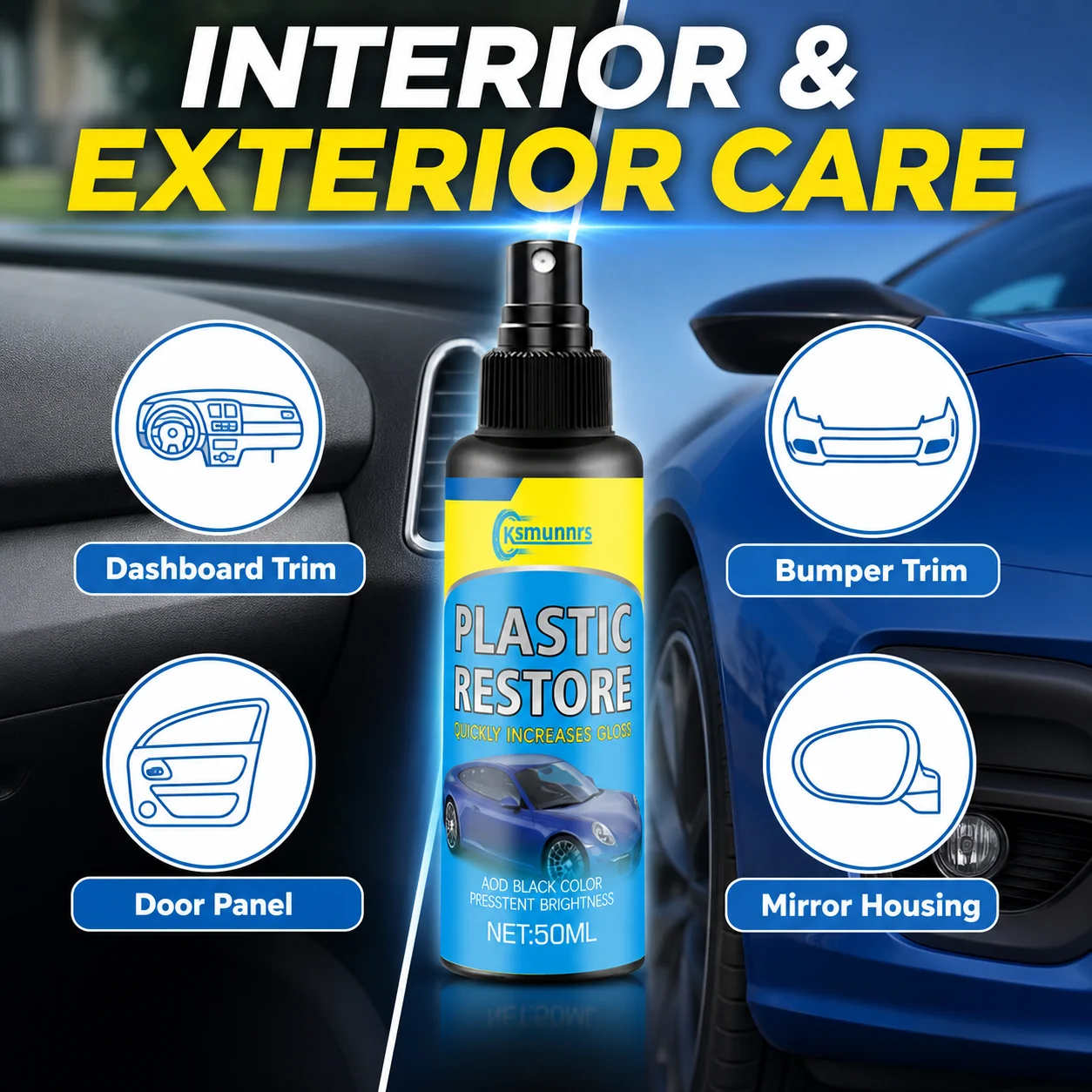 Multi functional plastic coating spray, interior renovation protector, long-term hydrophobic and scratch resistant coating, inst