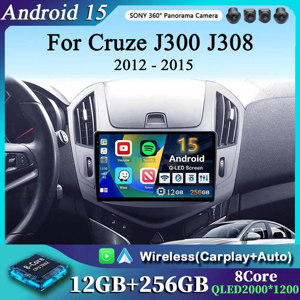 

For Chevrolet Cruze J300 J308 2012 - 2015 Android 15 Car Radio Multimidia Video Player WIFI+4G 2din Navigation GPS Head Unit Ste