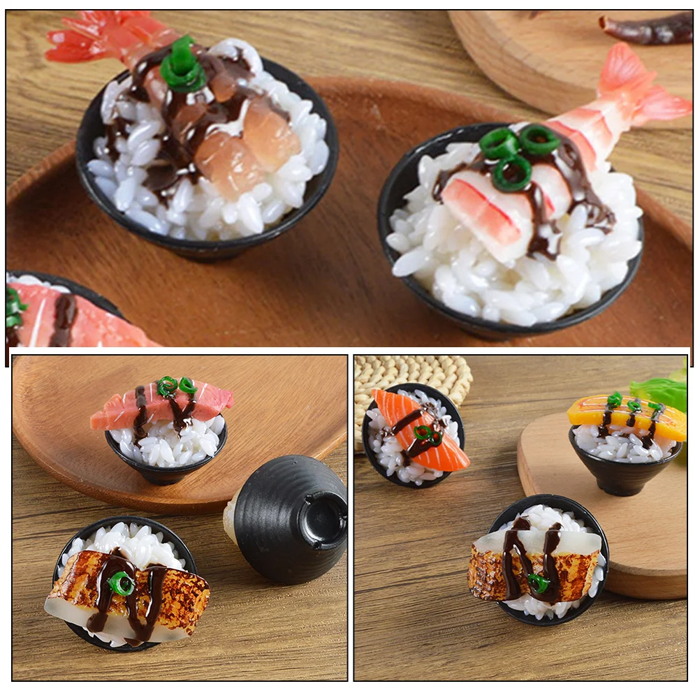 3 Pcs Simulation Sushi Kids Toys Play Food for Kitchen Restaurant Rice Pretend Accessories Game Child