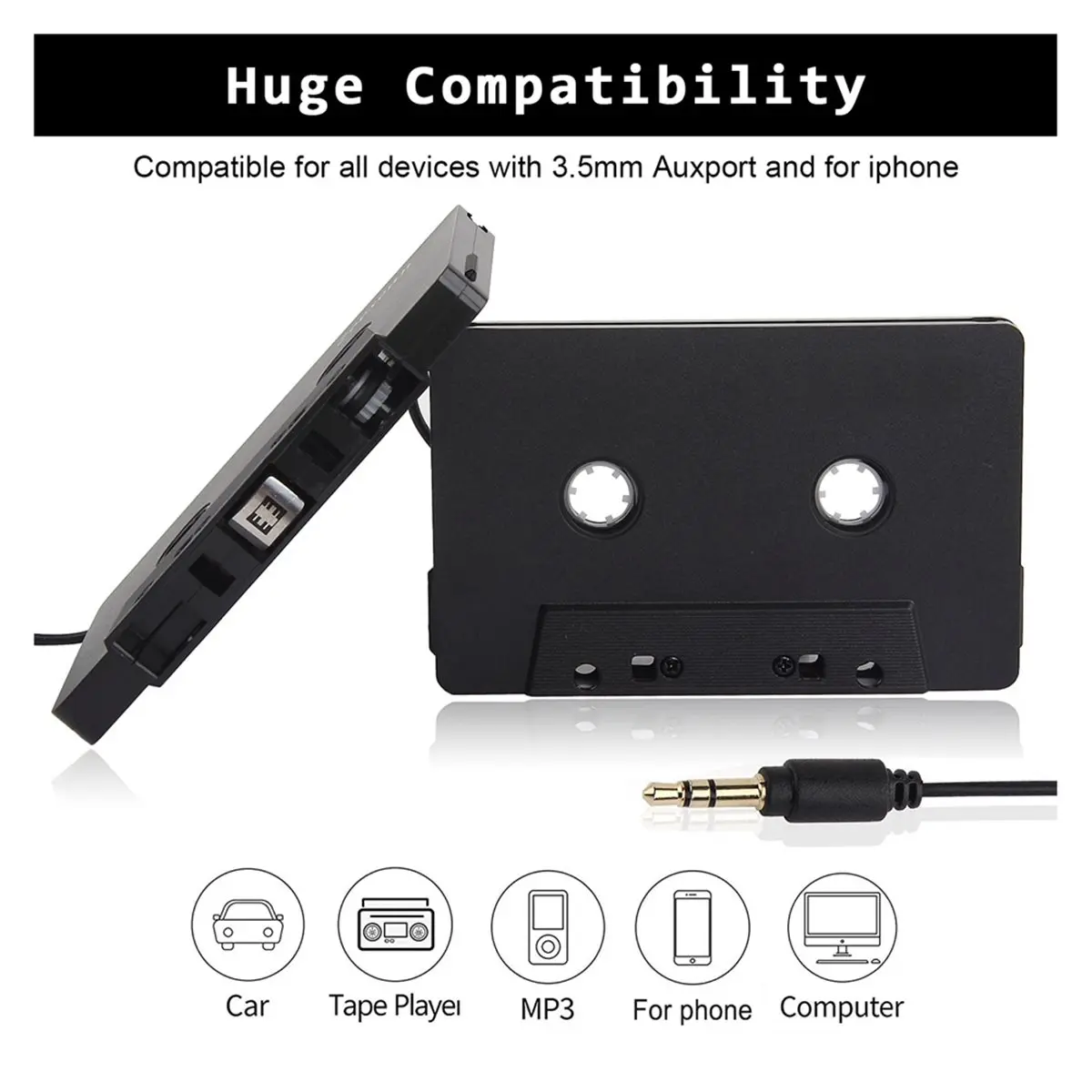 【A75T】 Cassette Adapter Car Cassette Adapter Bluetooth Cassette Adapter Converter 3.5mm for Phones Tablets Car Speaker