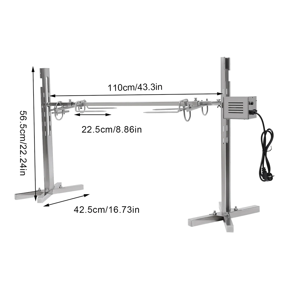 53in Outdoor Electric Rotisserie Grill Kit,Rotatable Motor BBQ Rotisserie Kit,Cooker Grill Camping Spit Grill Roaster