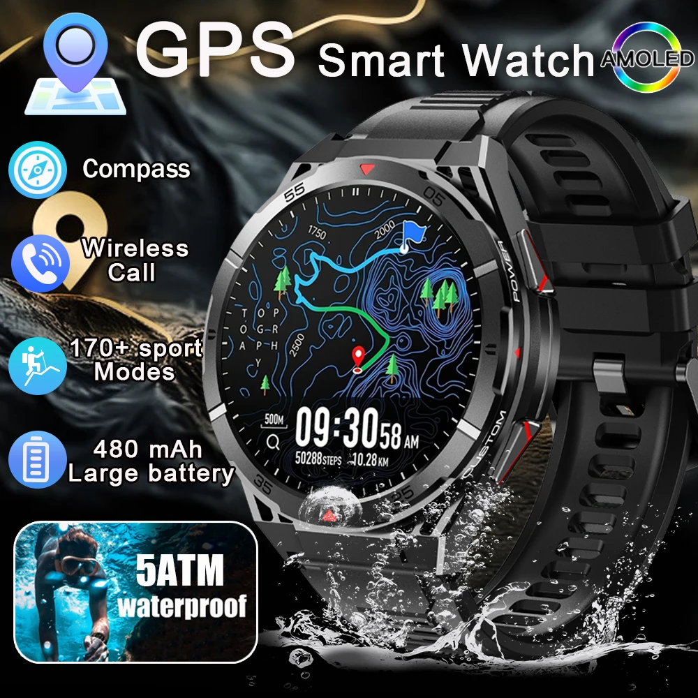 

DAORKOW двухдиапазонный спутниковый GPS спортивные умные часы 1,43-дюймовый AMOLED-экран компас BT 5ATM водонепроницаемый SWIM SmartBracelele 2025 новинка