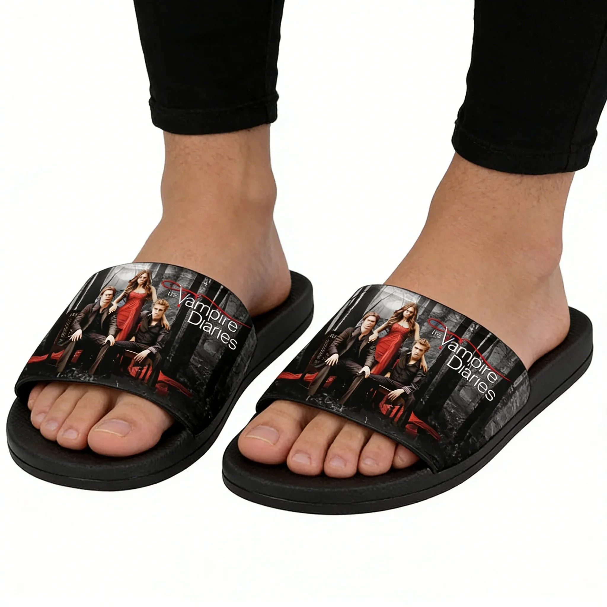 

The Vampire Diaries Slippers Home Water Shoes Damon Salvatore Men Women Beach Pool Sandals High Quality Custom Summer Slipper