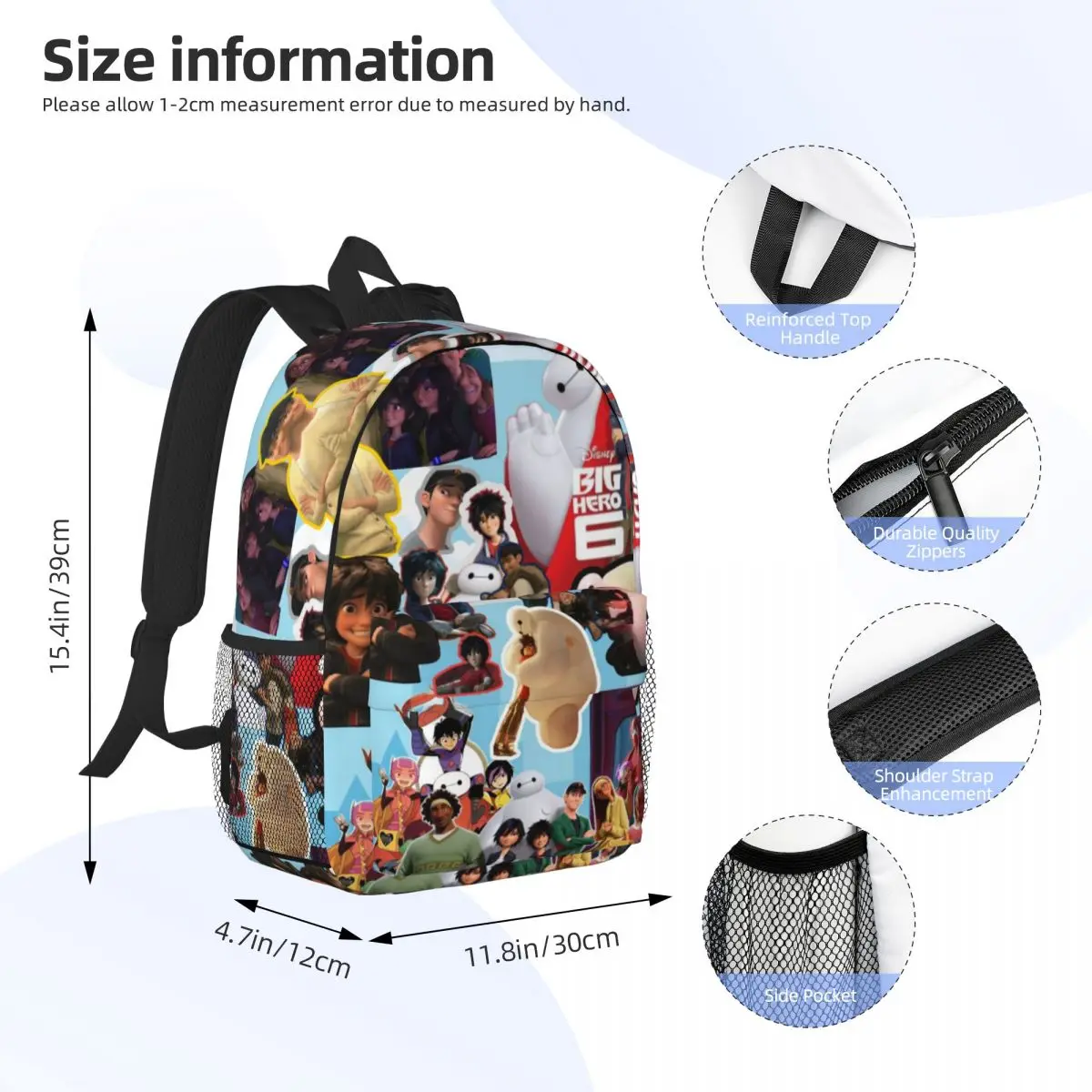Big Hero 6 Durable 15-Inch Backpack - Ergonomic Lightweight Design for Comfort and Convenience