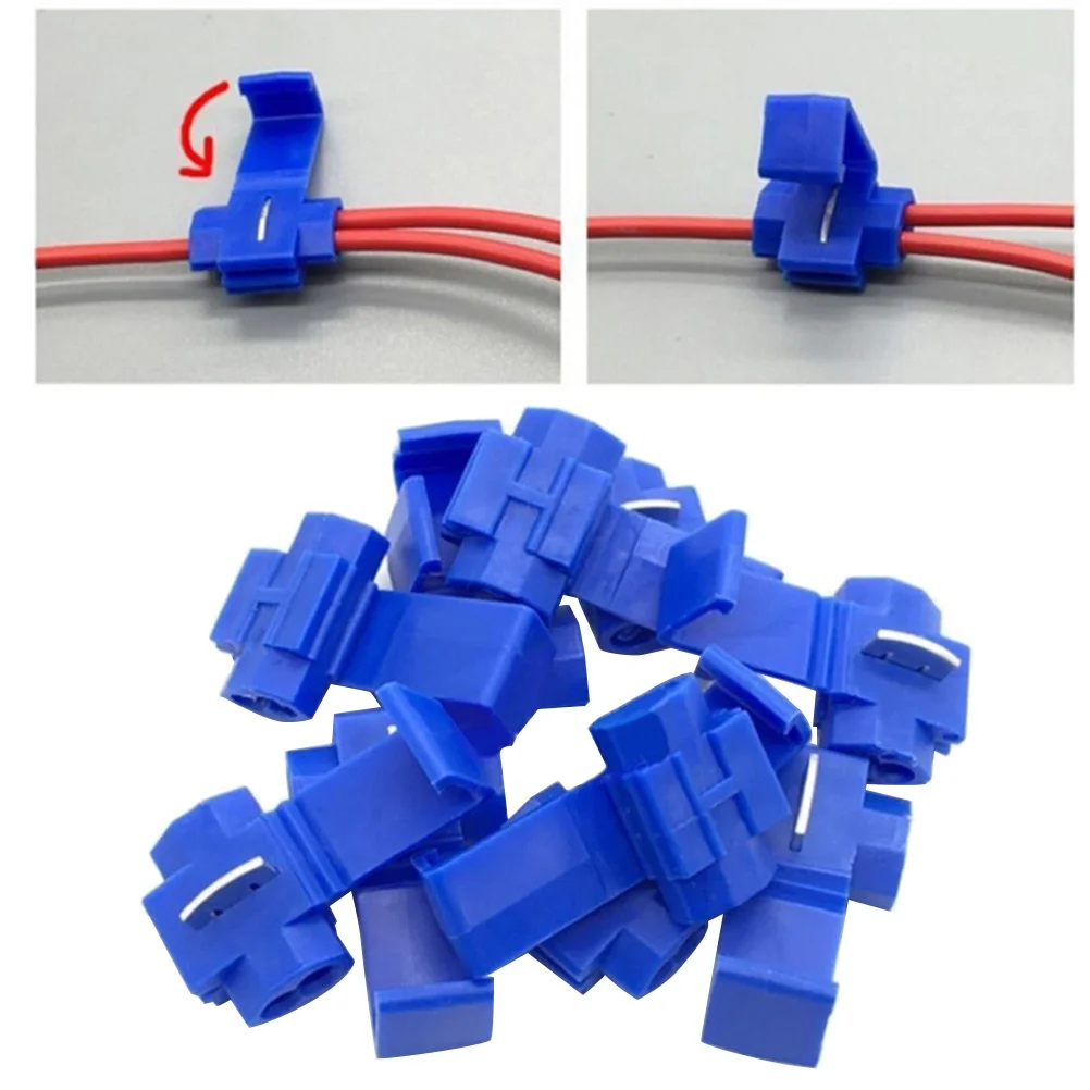 

50pcs Quick Splice Connector 16-22Awg Solderless Wire Terminal Flame Retardant Pp Plastic Tin Plated Brass Crimp For Car Alarm