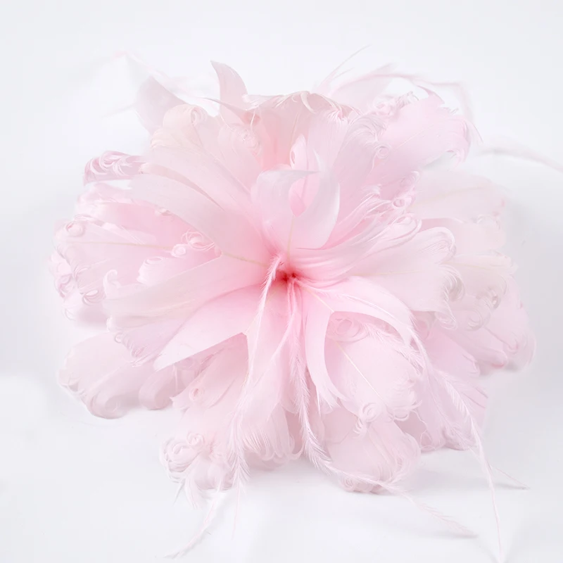 Böhmische Feder-Blumen-Brosche, handgefertigt, rosa, flauschig, Hochzeits-Haarschmuck für Frauen, Anstecknadel, Party-Geschenk