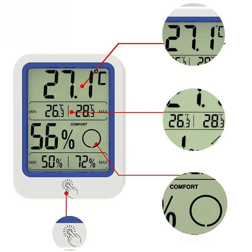 Digital Hygrometer Thermometer for Home Office and Nursery Environments with Accurate Temperature and Humidity Readings