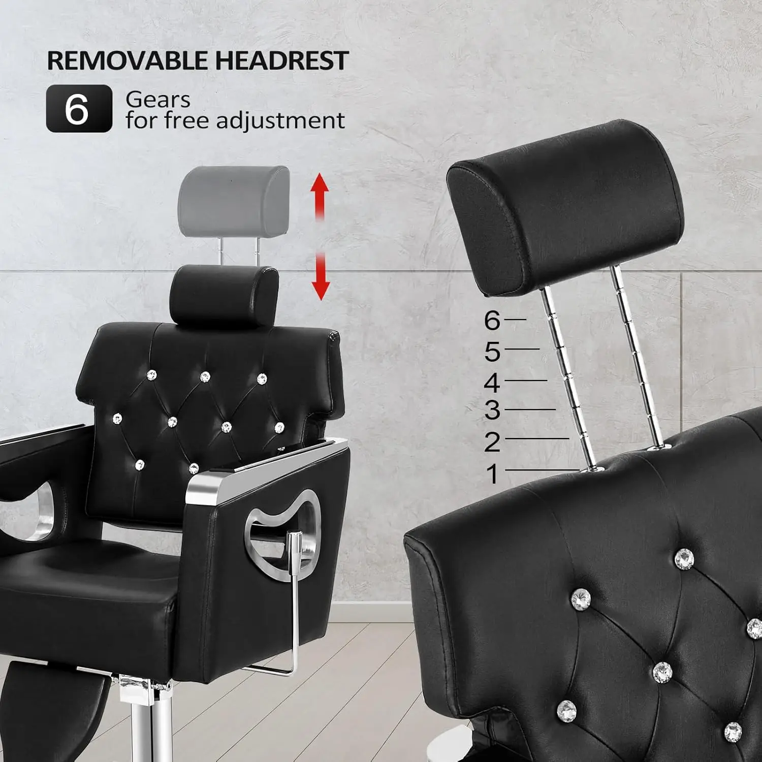 Reclining Salon Chair Heavy Duty, Vintage Styling Chair for Hair Stylist, Hydraulic Pump Recline Backrest Adjustable Headrest