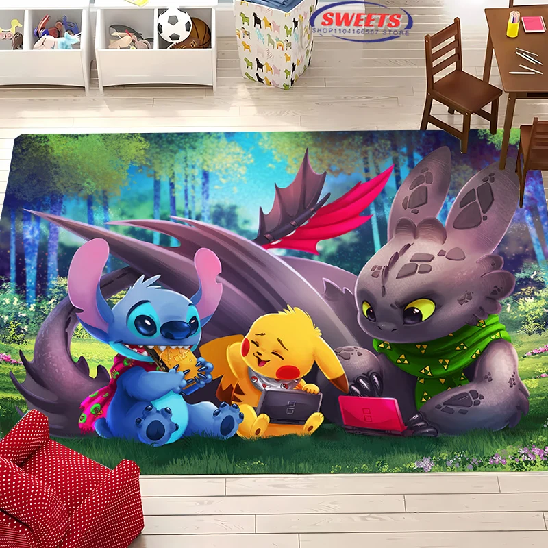 Cartoon How To Train Dragon Carpet,Toothless Living Room Bedroom Bed Mat, Comfortable Non-slip Durable Rug, Machine Washable Rug