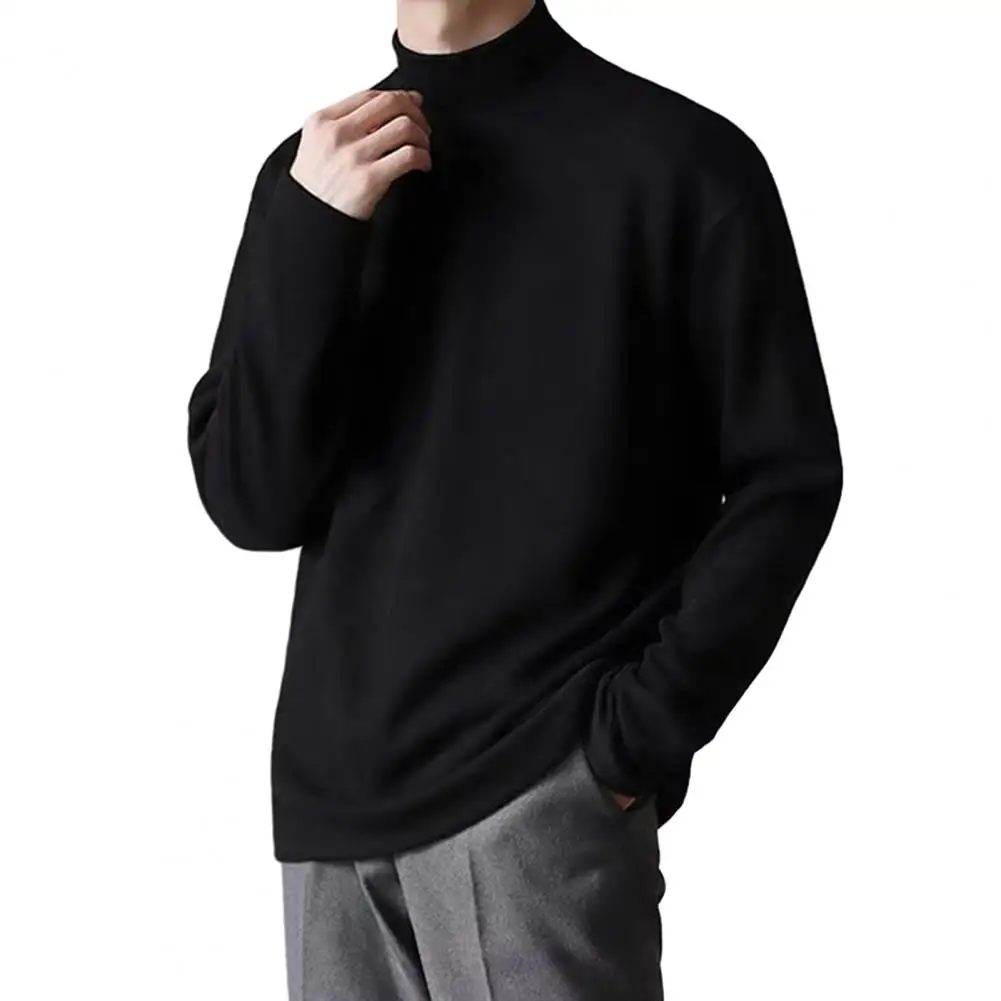 

Men Long-sleeve T-shirt Men's Half-high Collar Warm Pullover Soft Long Sleeves Loose Fit for Wear Fall Winter Half Turtleneck