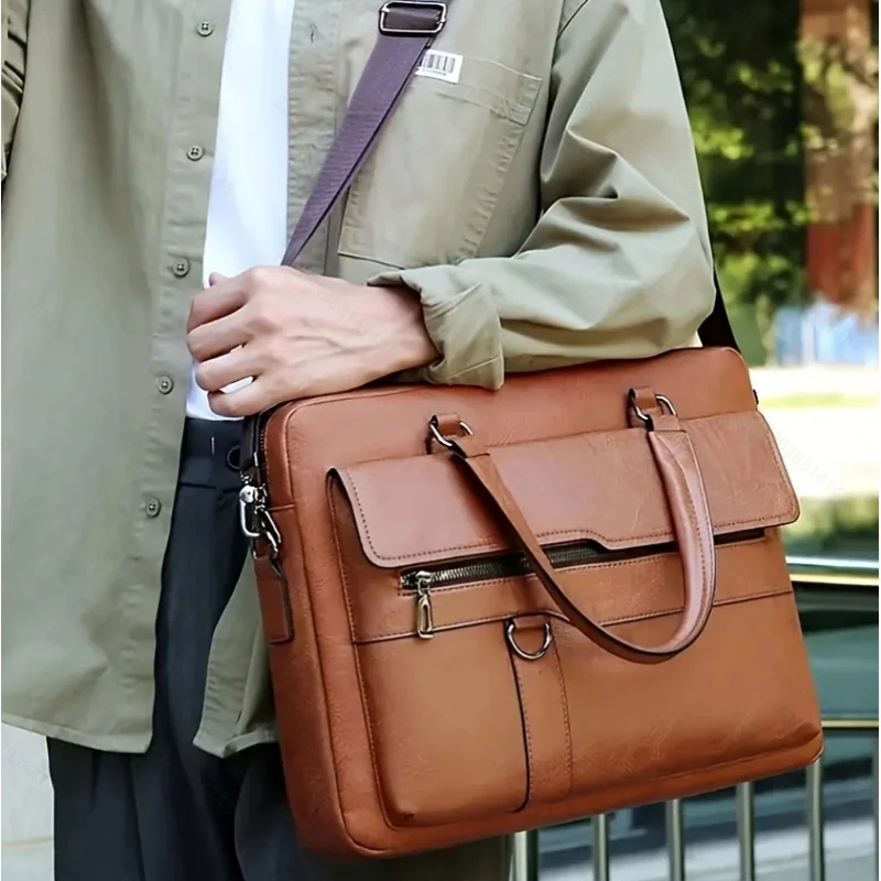 

Men's crossbody bag, business laptop bag, large capacity briefcase, multifunctional leisure work travel bag