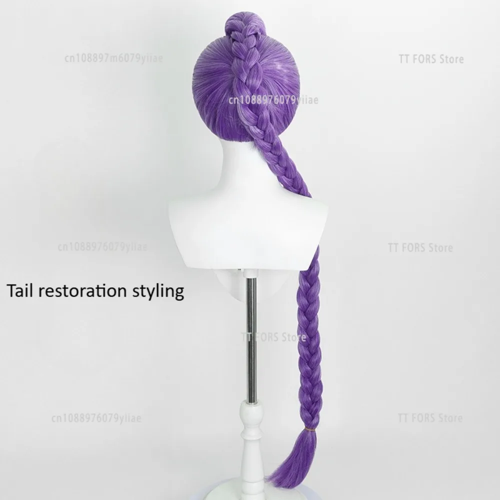 KPOP شيطان هنتر رومي الأرجواني شعر مستعار تأثيري شعر مستعار تأثيري الكبار الأطفال مقاومة للحرارة شعر مستعار اصطناعي هالوين عيد الميلاد حفلة هدية