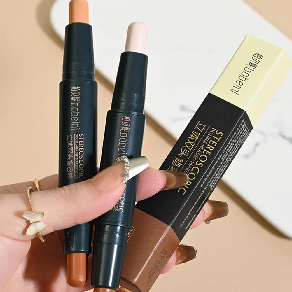 Face Repair Stick Double Concealer Highlight Shadow Waterproof Pen Repair Anti Sweat Face Three-dimensional Mak E9k3