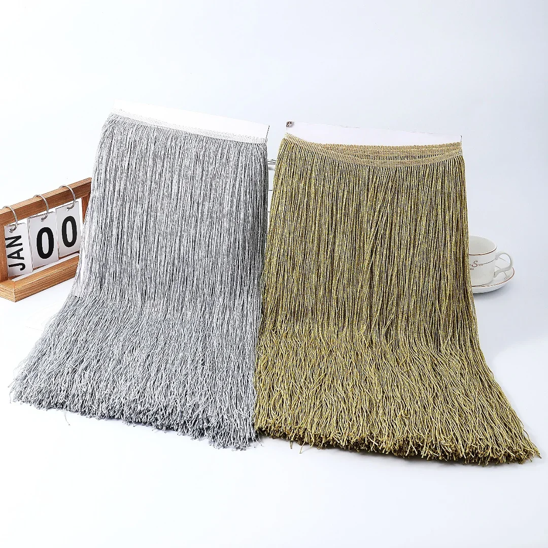 

10Yards 20-100cm Long Gold Wire Fringe Lace Tassel Polyester Trim Ribbon Sew Latin Dress Stage Garment Curtain DIY Accessories