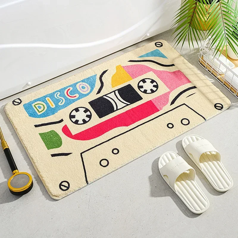 Cassette Music Tape Doormats Retro Classic Bath Mat Home Entrance Carpet Bedroom Toilet Bathroom Absorbent Non-Slip Rugs