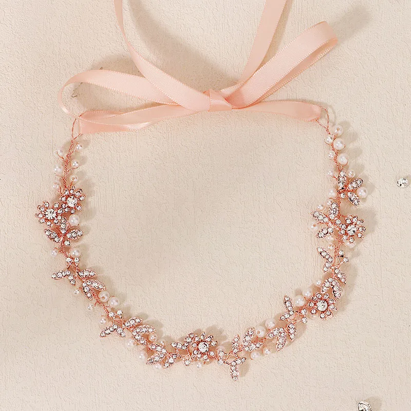 

Floralbride Handmade Rhinestones Crystal Pearls Flower Bridal Headband Hair Vine Wedding Hair Accessories Women Girls Jewelry