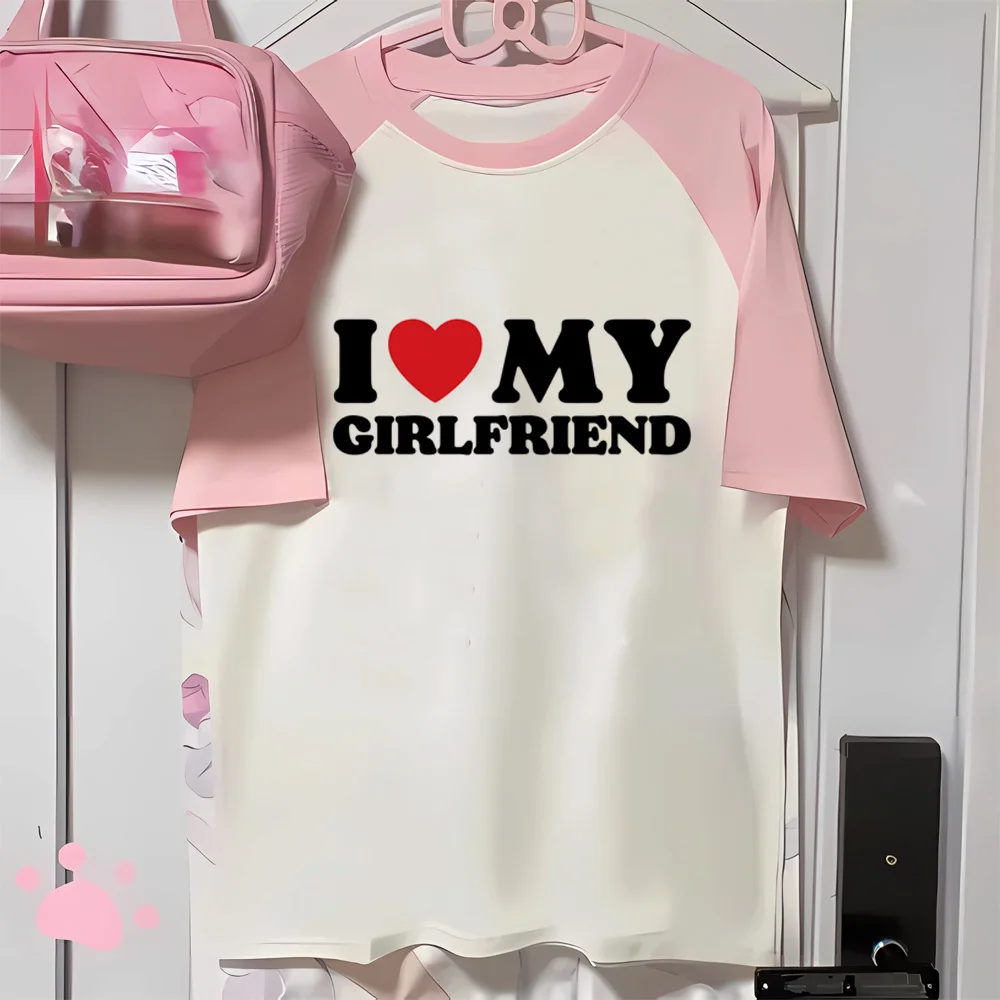 i Love My Boyfriend Girlfriend t shirt women trendy Japanese t-shirts female funny clothes