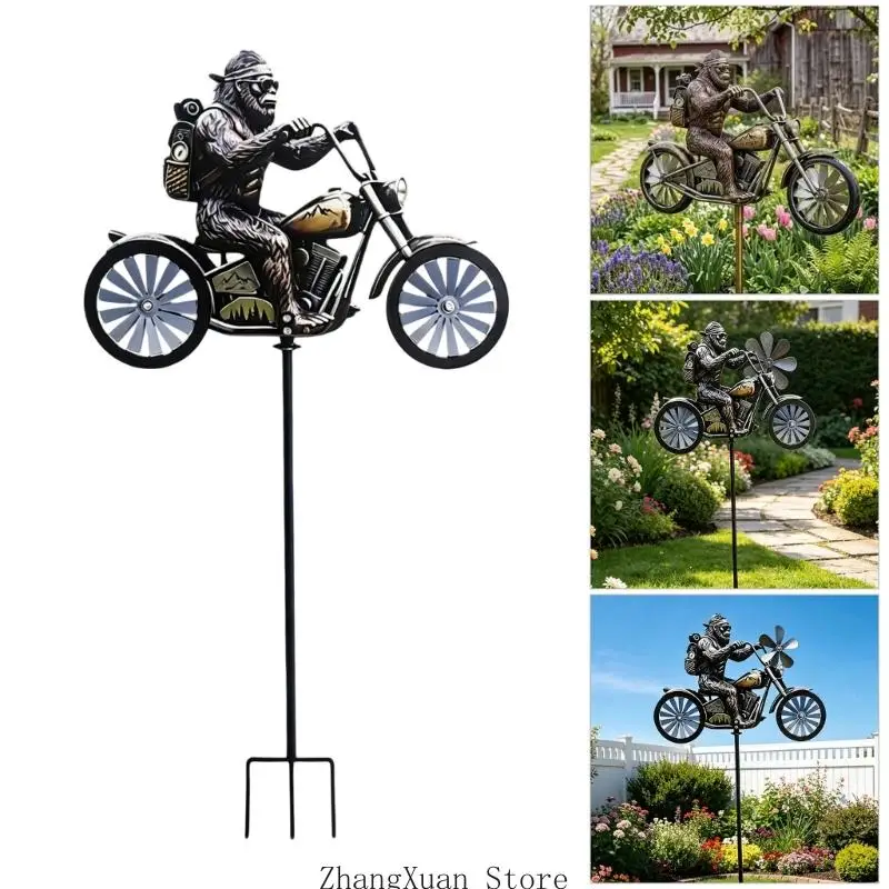 Einzigartiges Biker-Windspiel aus Metall, Gartendekoration für Terrassen, Rasen, Landschaft, 3 x – Detail 10