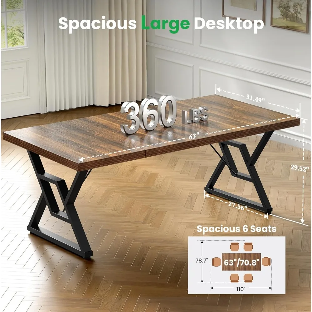 70.8" Large Executive Desk - Computer Office Desk Workstation, Modern Business Writing Table with Sturdy Metal Legs, Customized