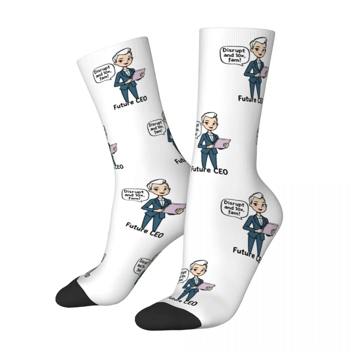 Minimalist Future CEO Sticker Tech Slang Businesswoman II Socks Harajuku Stockings All Season Long Socks for Man's Woman's Gifts