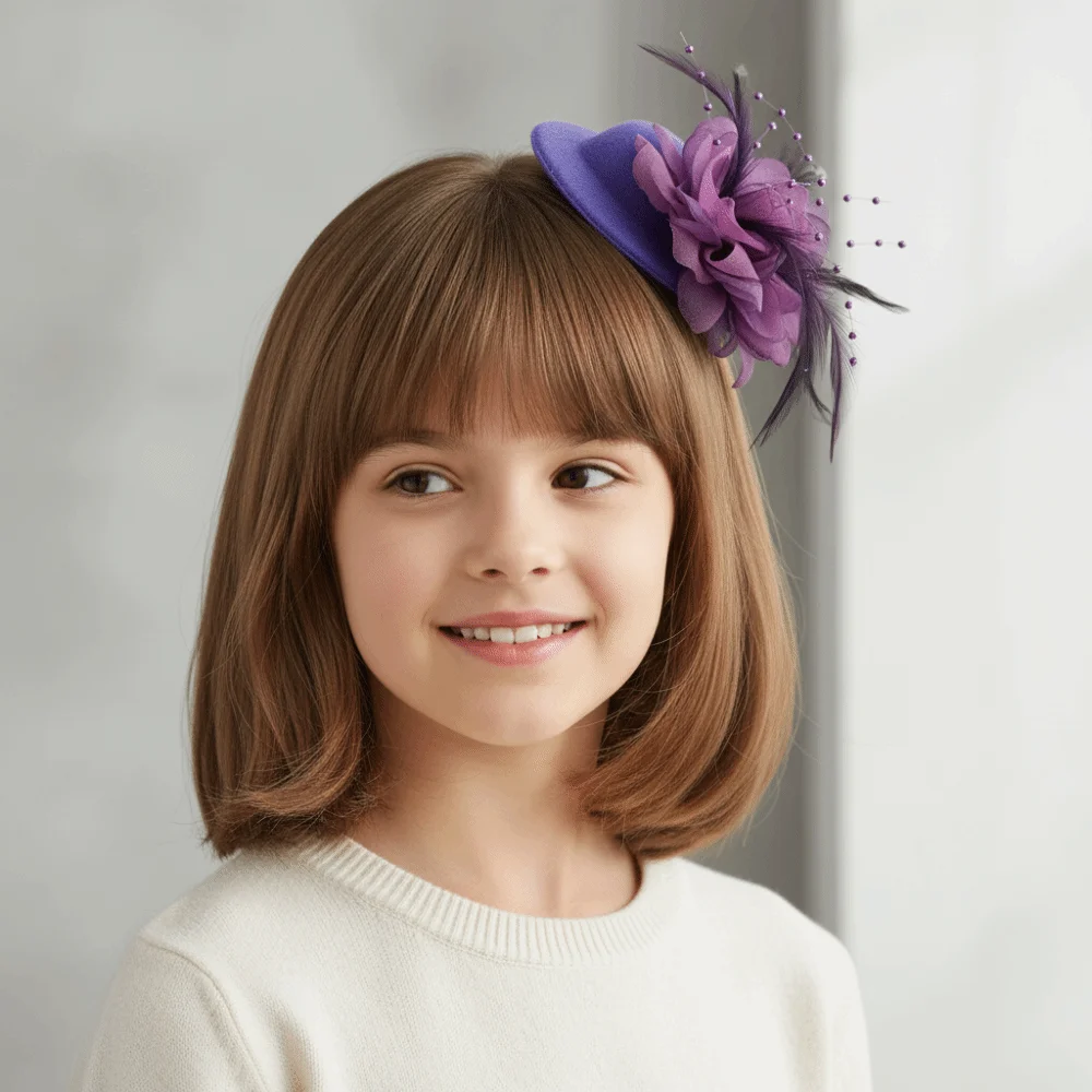 Mesh Feather Top Cap Hairpin Solid Color Exquisite Mini Fascinator Hair Clip Elegant Headwear Hair Accessories for Girls