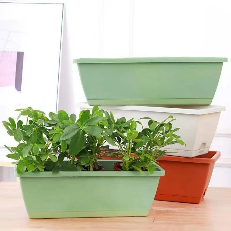 6Pcs Balconies Vegetable Flower Pots Rectangular Planters Outdoor Gardens Flowerpot Office Bonsai Containers Garden Supplies
