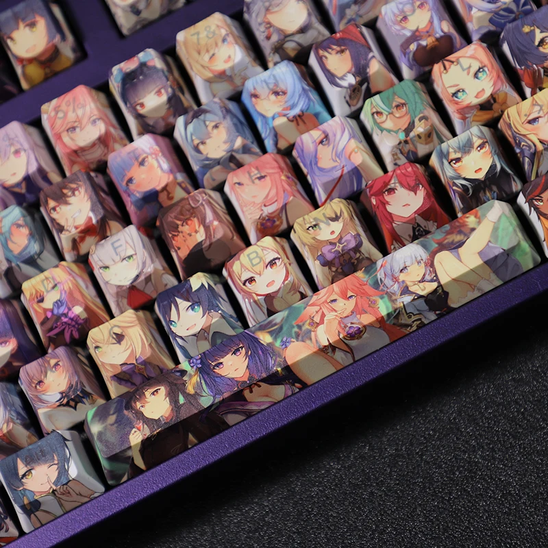 104 tasti/Set Genshin impatto personalizzati Keycaps KLEE XIAO KEQING PBT Keycaps per tastiera meccanica Anime Custom Keycaps