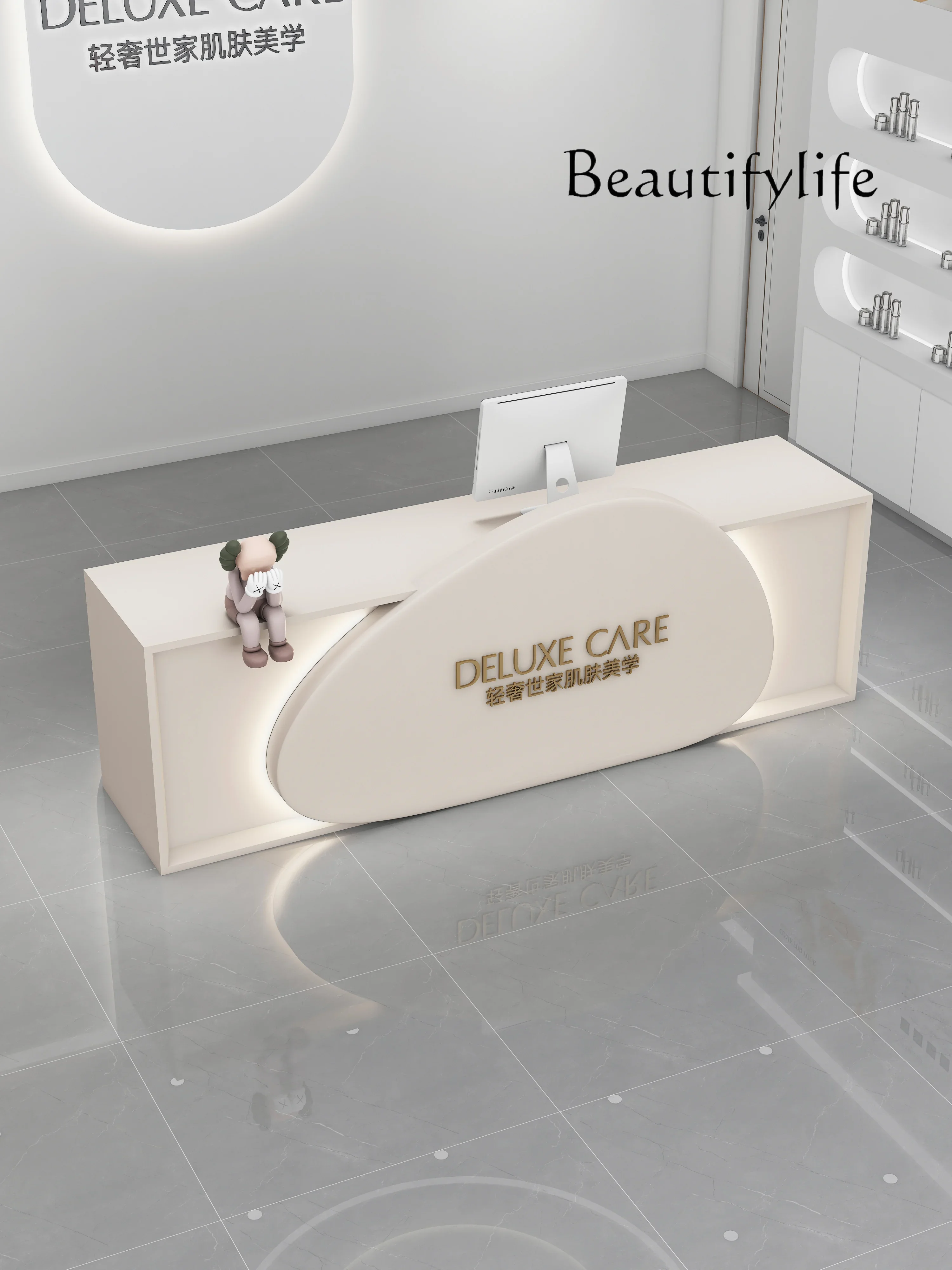 Beauty salon cashier bar counter company front desk reception desk modern light luxury simple clothing store counter