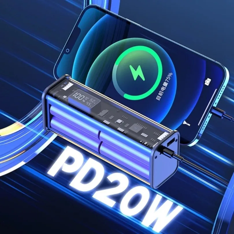 22,5W DIY Batterieladegerät-Gehäuse Transparentes PD-Schnellladegerät-Gehäuse zum Schweißen für 8 Stück 18650 Polymer 20000mAh Akku-Ladebox – Detail 15