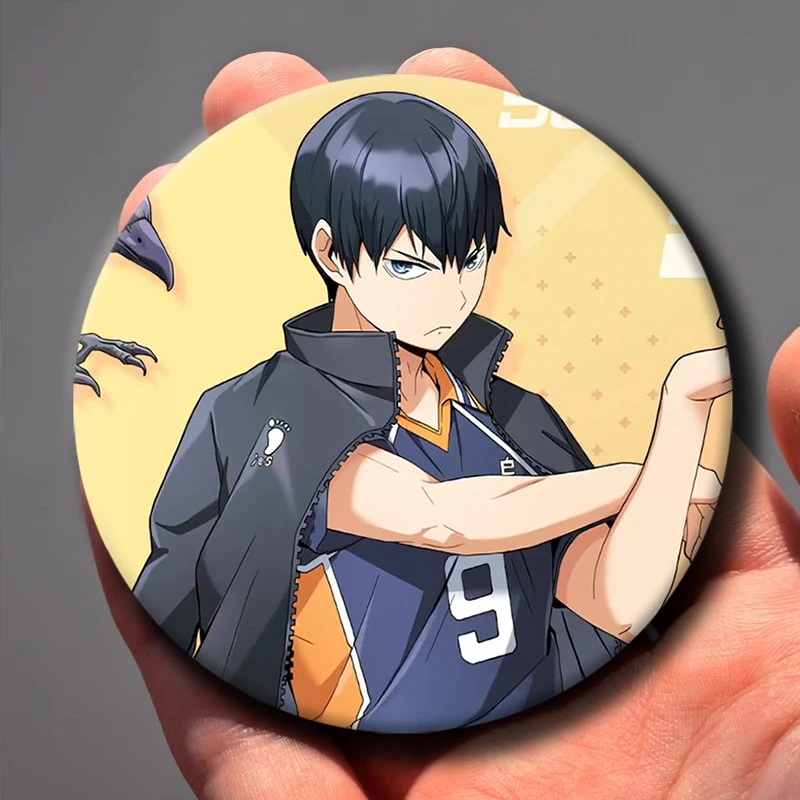 AnimeRole Play Round Pins Cartoon Character Tobio Kageyama Badges Tinplate Brooches for Clothes Decoration Bag Accessories Gifts
