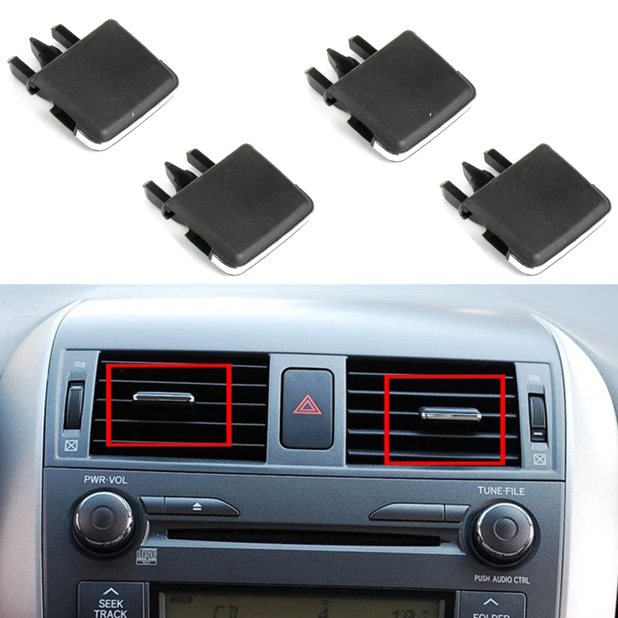 4x Central Side Dash A/C Vent Louvre Blade Slice Air Conditioning Leaf Clip Fit For Toyota Corolla 2004-2006 2007 2008 2009 2010