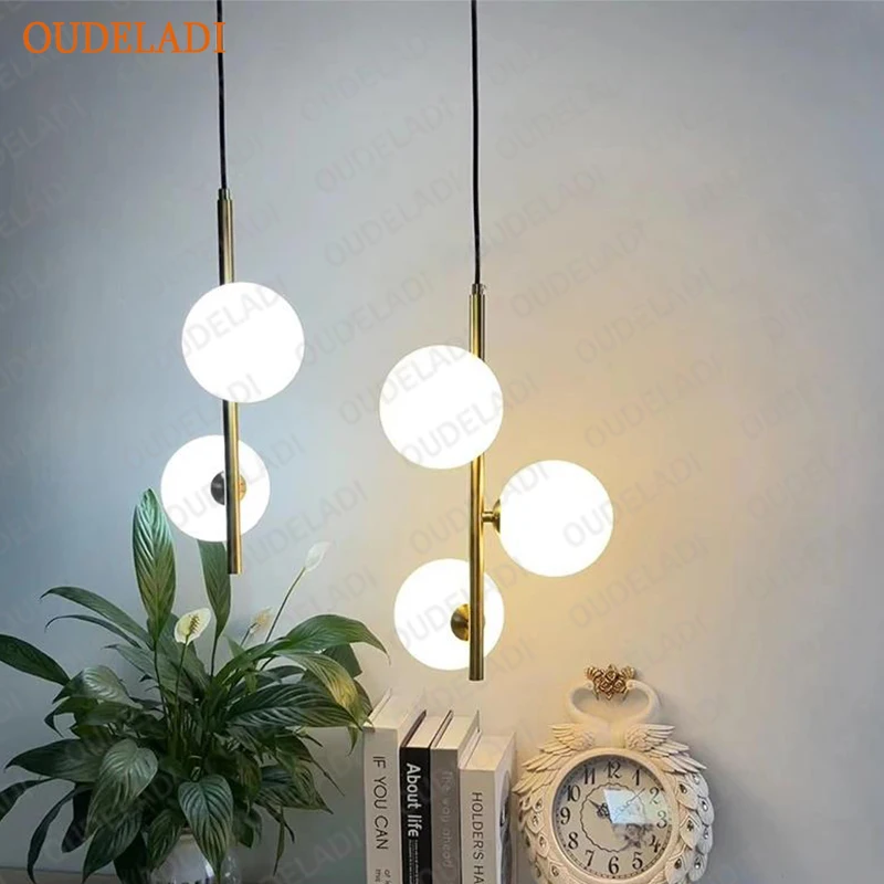 Nordic Glass ball Pendant lights Brass Black Hanging Lamp Modern Living room Dining Bedroom Decor Lighting Fixture