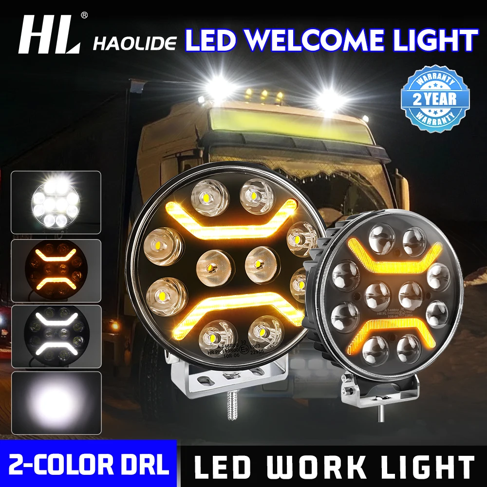 

HL 7inch 9inch 120W Round LED Work Light High Power Combo Led Working Light Flashing Model For 4x4 Offroad ATV Truck Tractor 12V