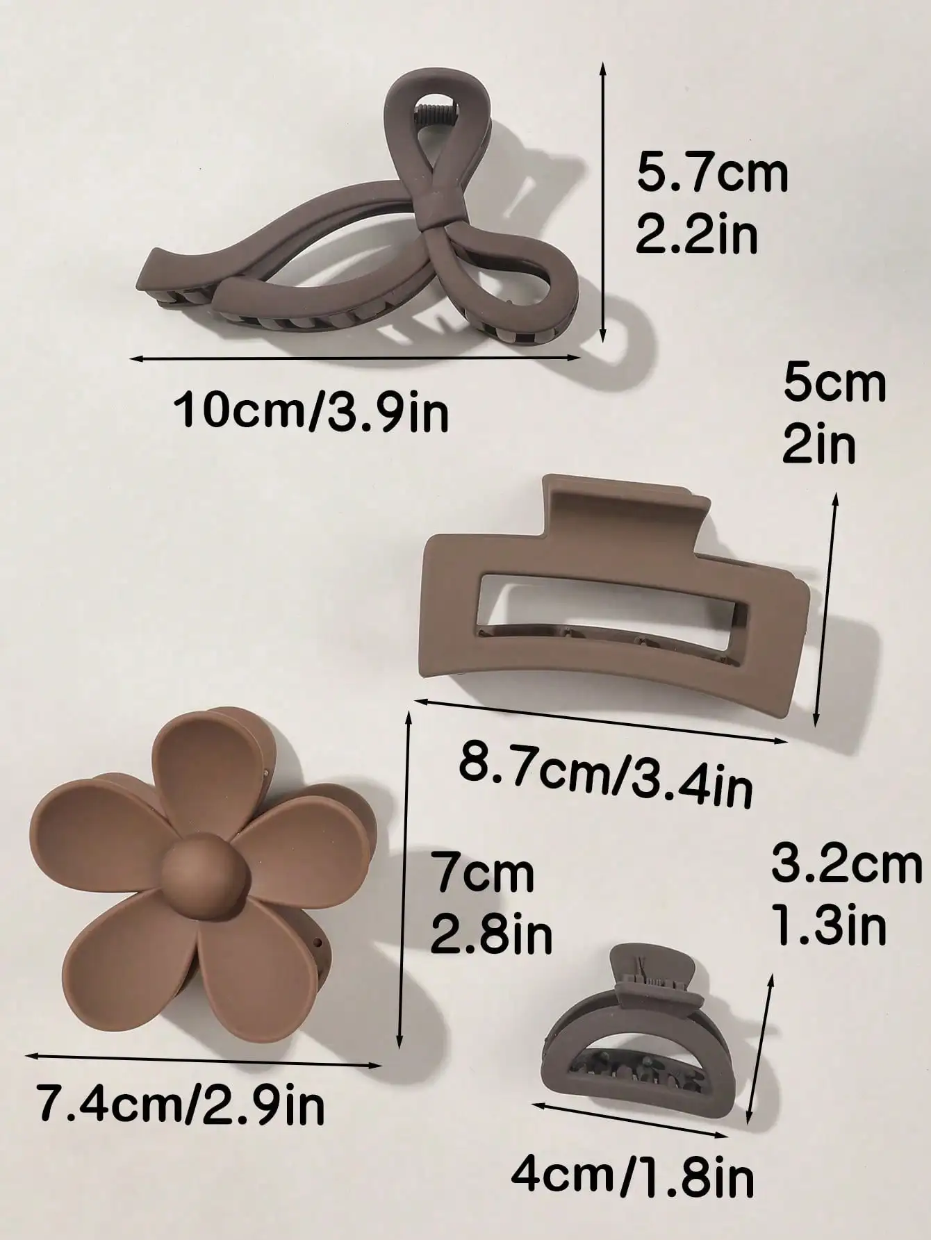 4 Stück neutrale Farben, große Krallenklammern für Frauen, quadratische und blumenförmige Haarspangen für dickes Haar, verschiedene Stile, Haar-Accessoires – Detail 1