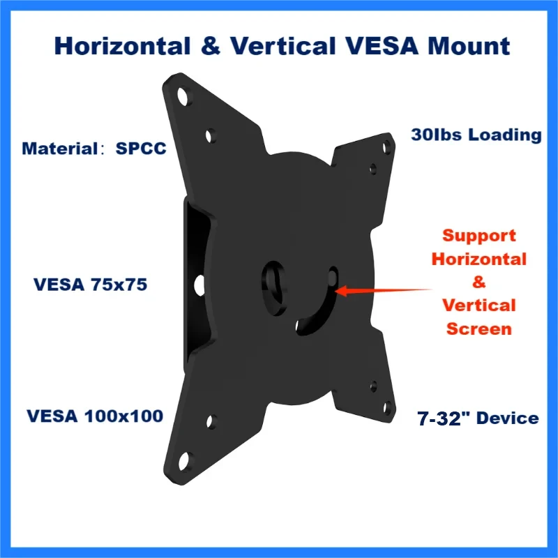 Imagem -03 - Montagem na Parede Vesa Titular Tilt Suporte 180 ° Ajuste do Ângulo Vertical & Horizontal Screen Display Suporte de Carregamento Alto