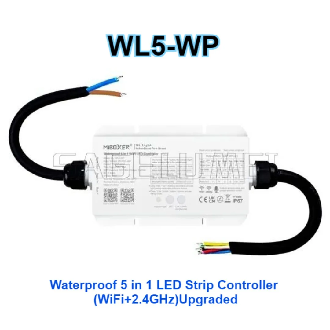 جديد Miboxer WL5-WP مقاوم للماء WL5 FUT089 FUT092 B8 5In1 التحكم لواحد/مزدوج اللون RGB RGBW RGB + CCT Led قطاع تحكم 2.4G