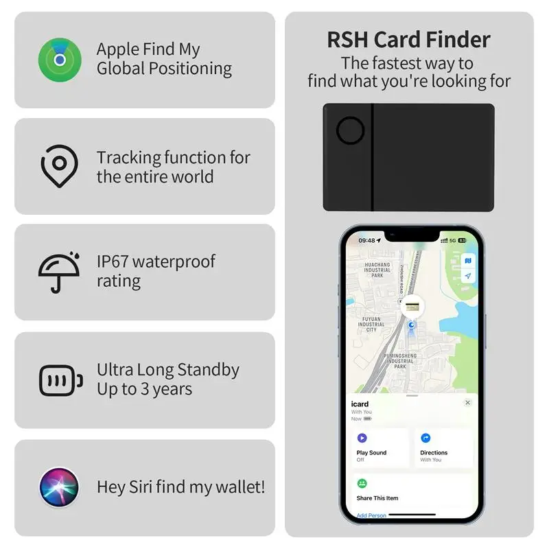 Per Apple Smart Card Finder GPS Smart Tag Locator portafoglio Tracker Card Finder Smart Anti-Lost Device Smart Tracker per Iphone