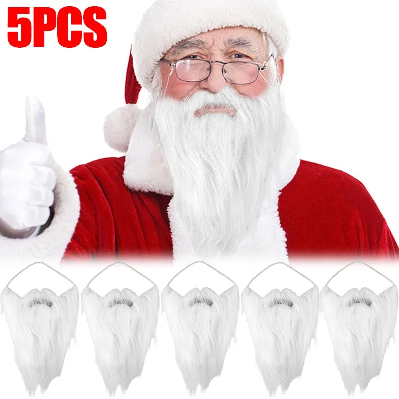 Christmas Simulated Beard Santa Claus White Beard X-mas Cosplay Props Artificial Beard for Home DIY Party Decoration Supplies