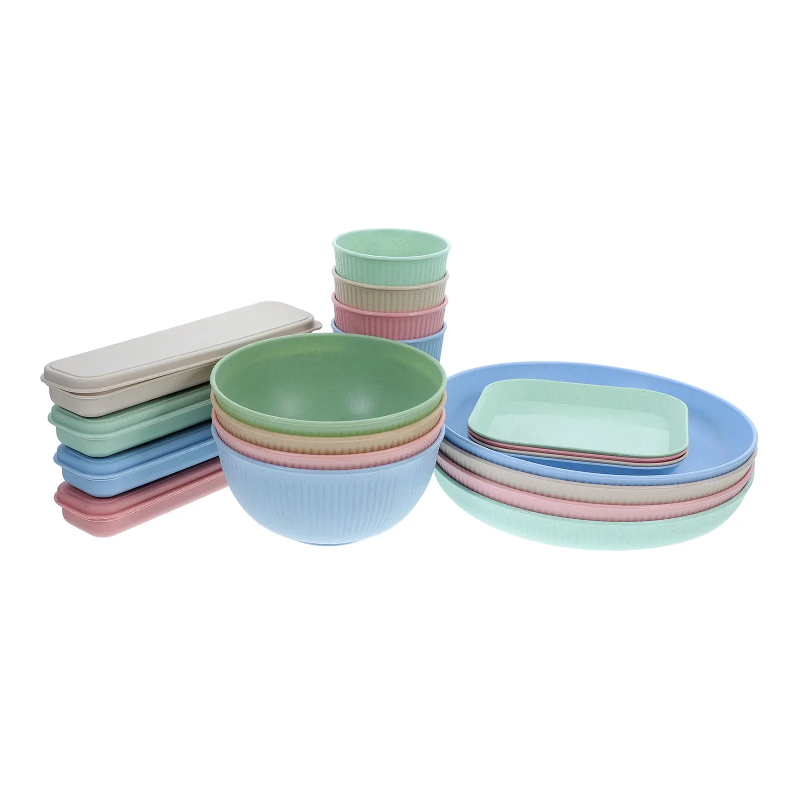 

1Set Reusable Portable Tableware Set Dishwasher Safe Heat Resistant Fork Spoon Cutter Bowl for Travel Picnic Camping Lunch Party