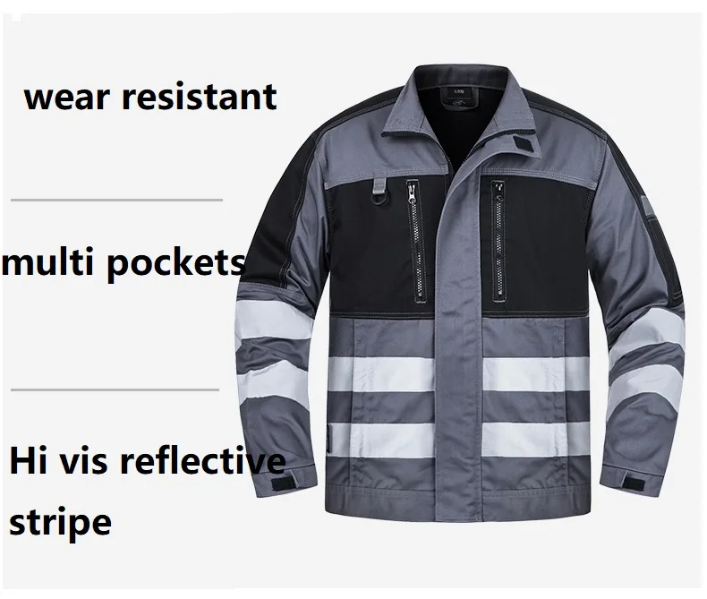 Safety Protective Suit Work Clothes Multi Pockets Reflective Jacket For Work Hi Vis Work Pants High Visibility Workshop Uniform