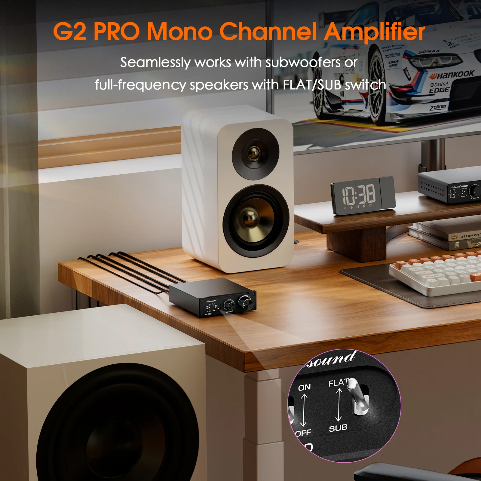 Douk áudio g2 pro hi-fi 300w amplificador subwoofer mono canal amplificador de potência controle de ganho de áudio em casa para alto-falante de cinema em casa
