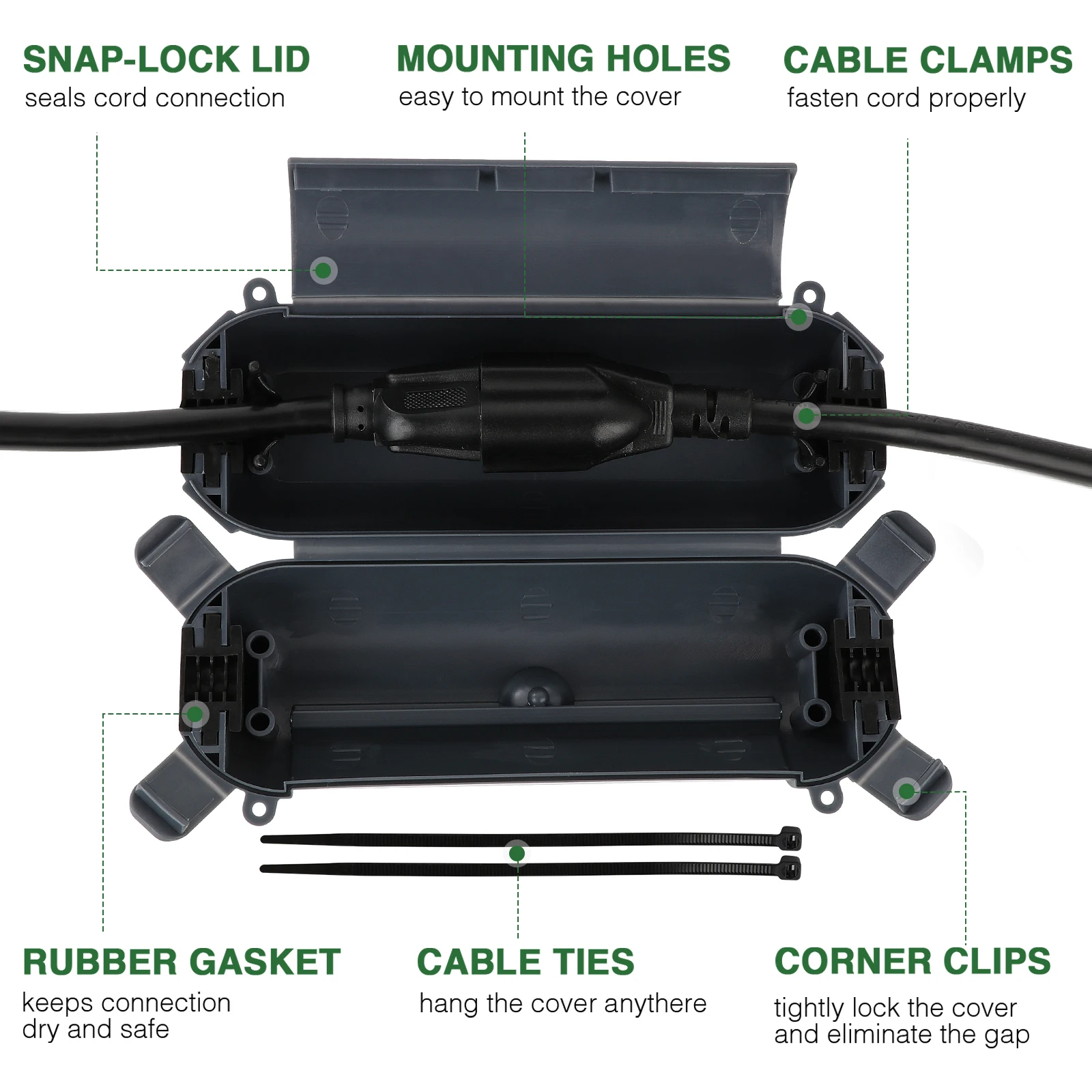 IP44 صندوق كهربائي خارجي مع كابل مانع تسرب غطاء أمان مقاوم للطقس لقضاء عطلة أضواء الديكور تمديد الحبل/الشريط #4